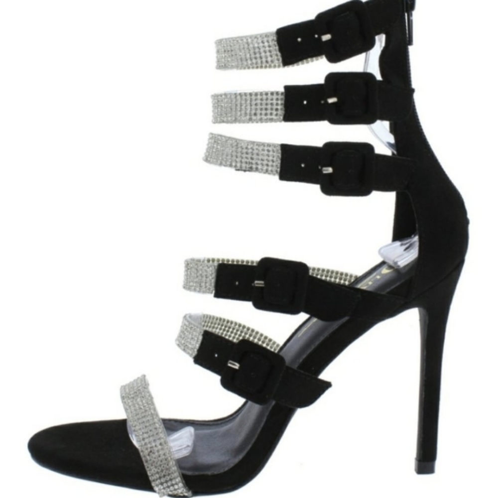 Black Heel with Rhinestone Design